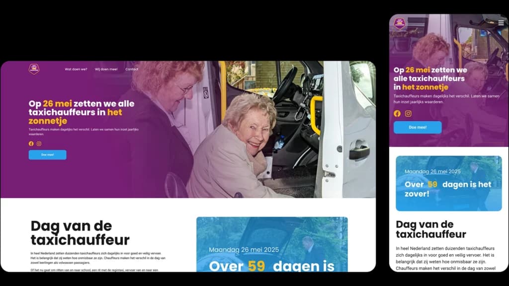Dag Van De Taxichauffeur website case door Areza
