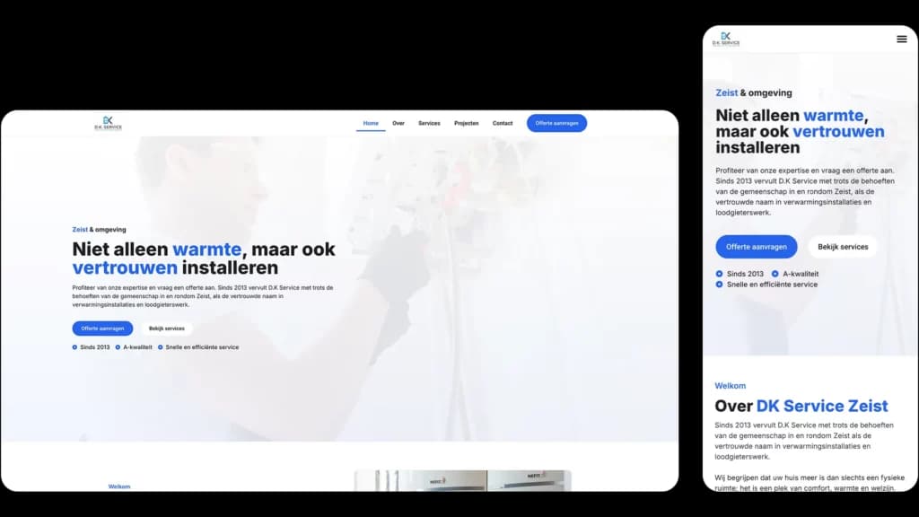 DK Service Zeist website case door Areza