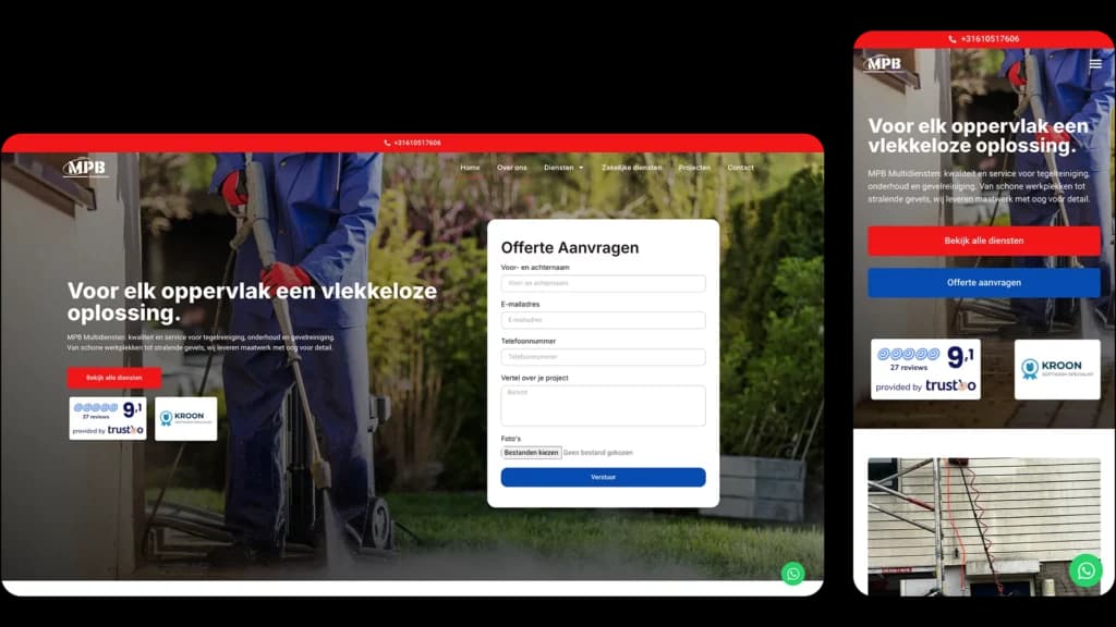 MPB Multidiensten website case door Areza