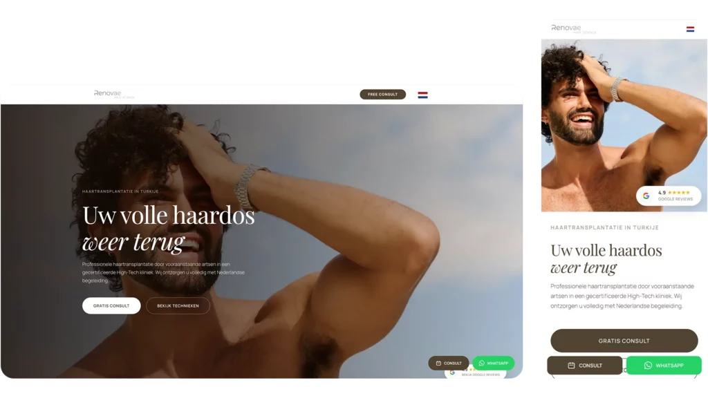 Renovae Hair Science website case door Areza