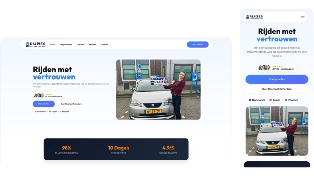 Rijles Rotterdam website case door Areza