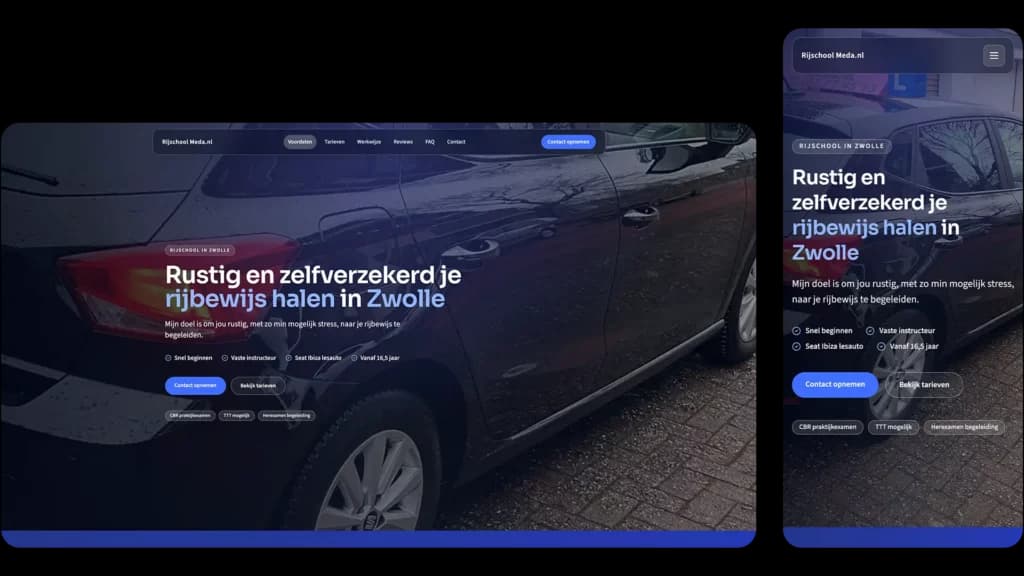 Rijschoolmeda website case door Areza